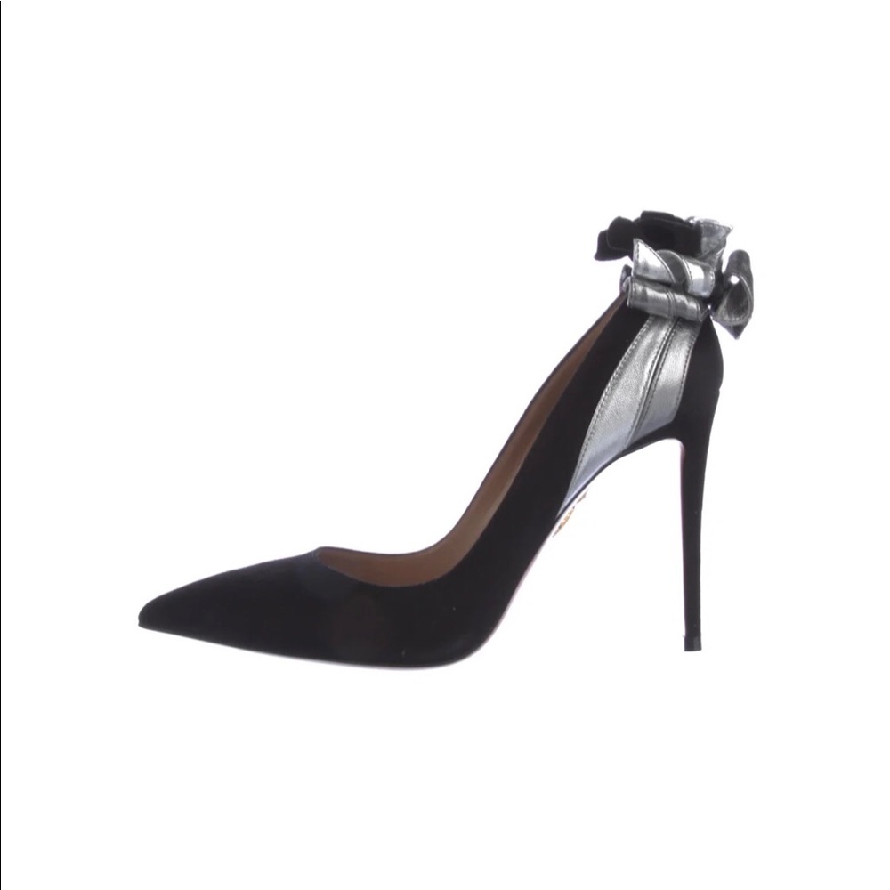 AQUAZZURA
Suede Colorblock Pattern Slingback Pumps w/ Tags